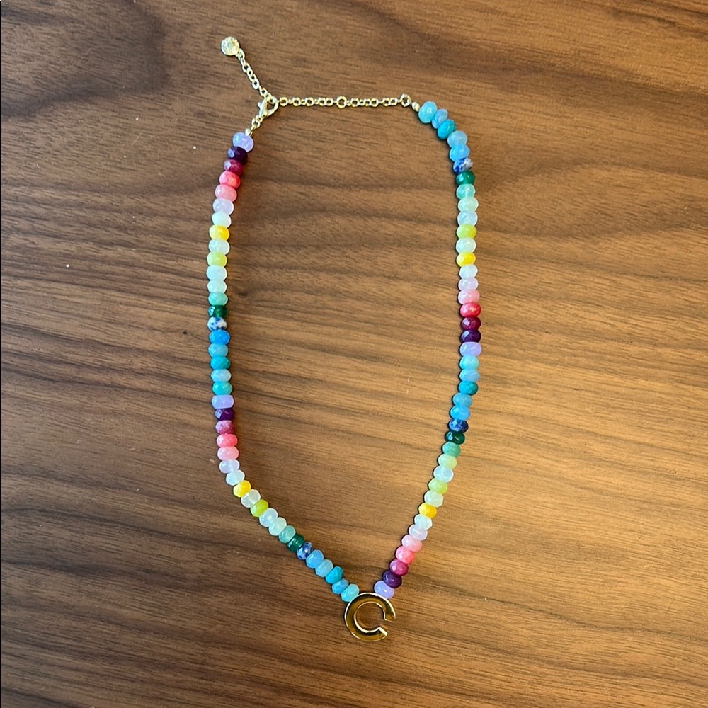 Anthropologie Colorful Beaded Monogram “C” Necklace